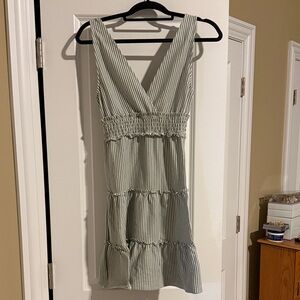 American Eagle Outfitters Green Striped Mini Dress